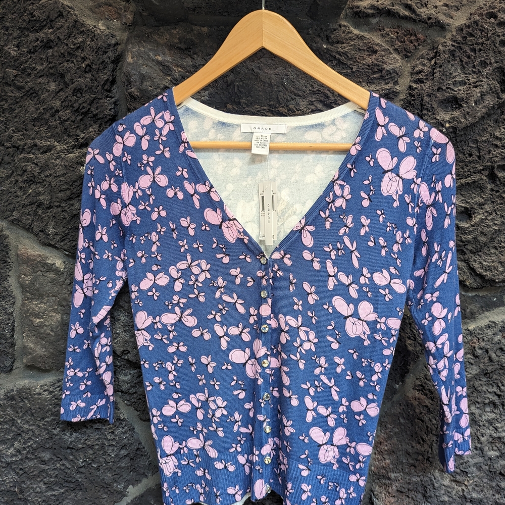 Grace Blue and Pink Floral Blouse